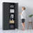 72" Metal Garage Storage Cabinets with Lock,Black Storage Cabinet with Doors and Shelves