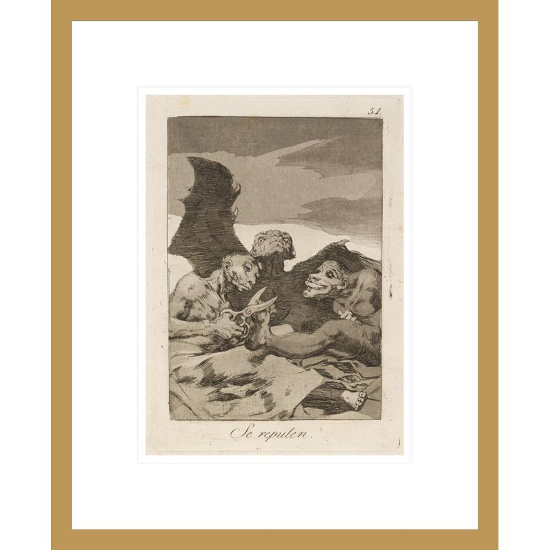 Se repulen. (They spruce themselves up.) by Francisco de Goya - Giclee Framed Print, 16.75" H x 13.62" W