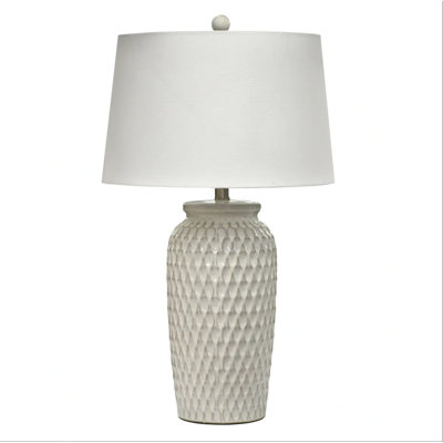 Luna - 27" White Ceramic Table Lamp with Gentle Distressing - Set of 2 - White Finish