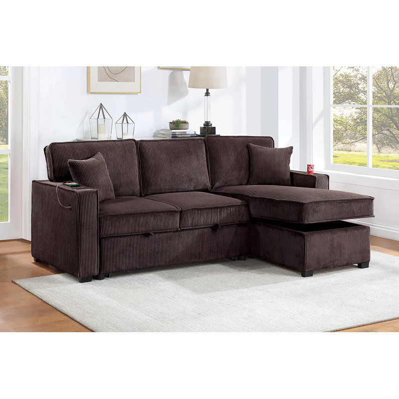 Palomino Convertible Sectional, Chocolate Corduroy