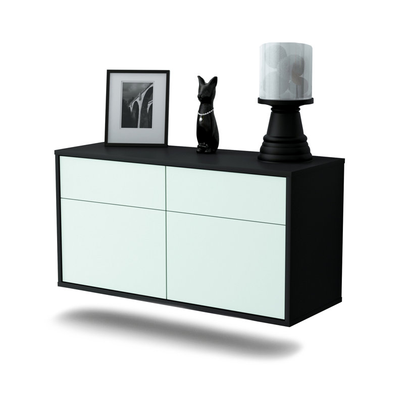 Martindell Unfinished Floating TV Stand, Light Blue