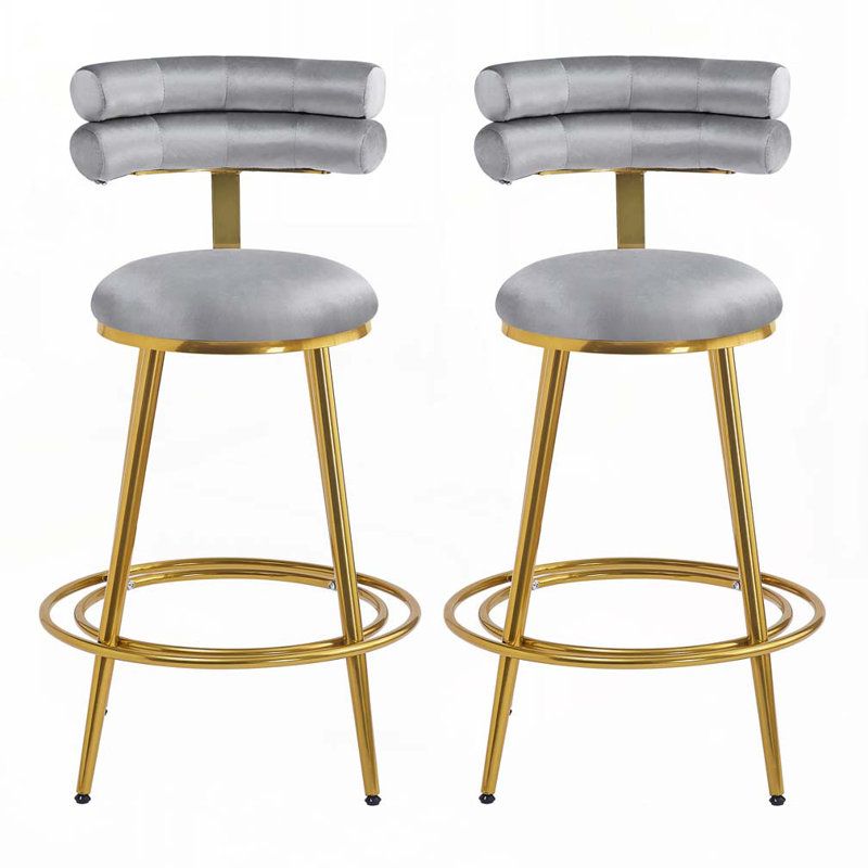 Upholstered Barstools, Dark Gray
