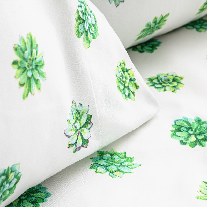 Ensemble de draps Succulents, Ensemble de draps pour grand lit + drap-housse + 2