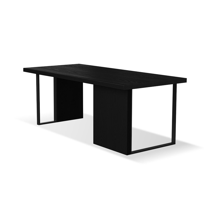 Black Rectangular Solid Wood desk, 29.53" H x 78.74" W x 31.5" D