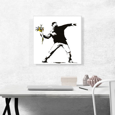 «Rage, Flower Thrower» par Banksy - impression sur toile tendue