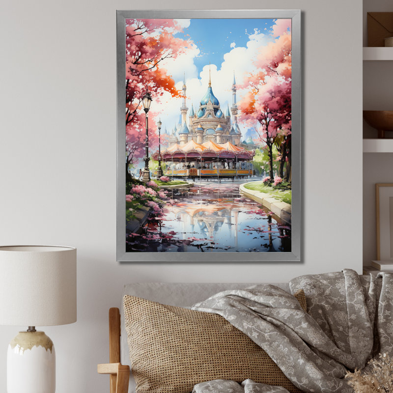 Yeiren Carousel Whimsical Delight VII, reproduction d'art sur toile, Cadre photo argenté, H 44 po x l 34 po x P 1,5 po