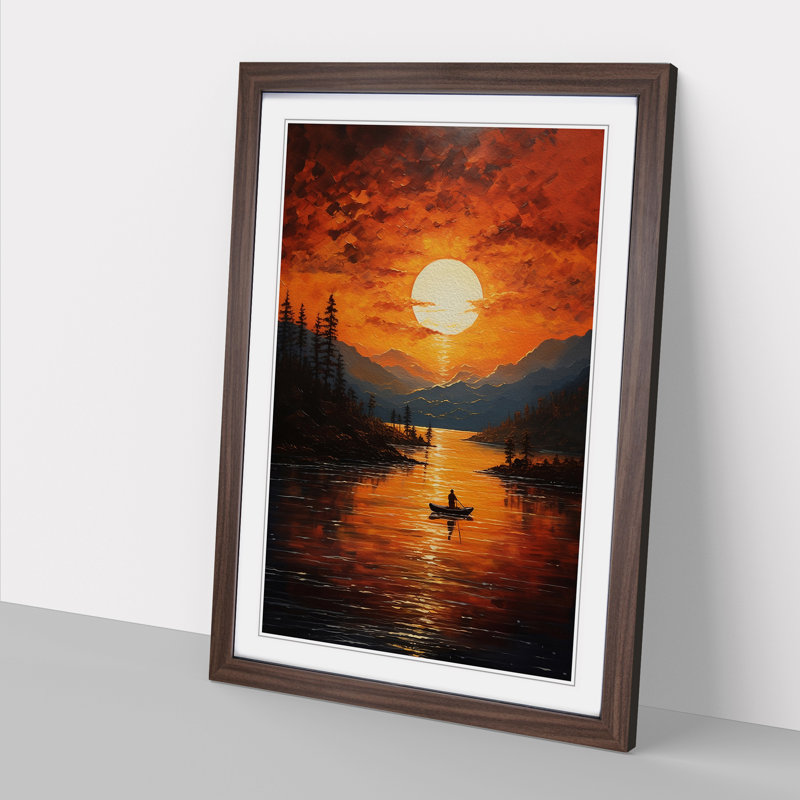 Lake Action No.2 - Framed Print, 34cm H x 25cm W x 2cm D, Walnut