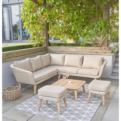 Cambrai Wicker 6 - Person Garden Lounge Set with Cushions