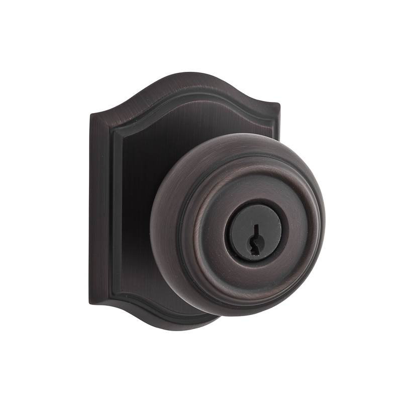 Traditional Keyed Door Knob with Traditional Arch Rose, Keyed Different, Yes, Venetian Bronze