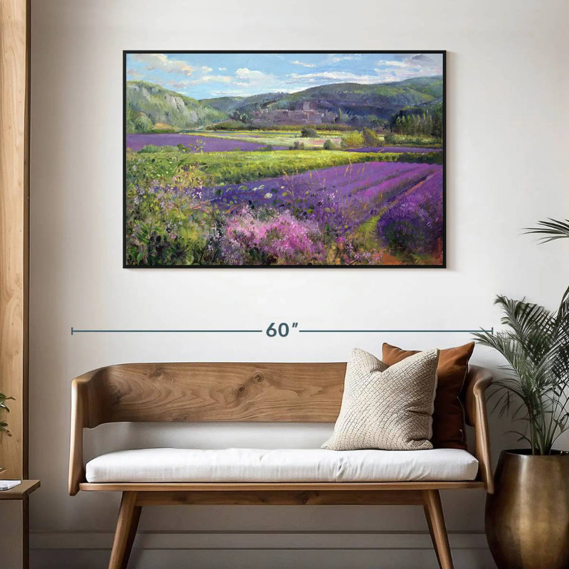 Champs de lavande dans la vieille Provence, 46 po x 31 po, Cadre flottant noir