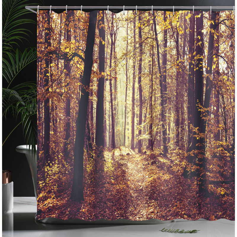 Ensemble de rideau de douche Forest + crochets, H 69 po x l 105 po