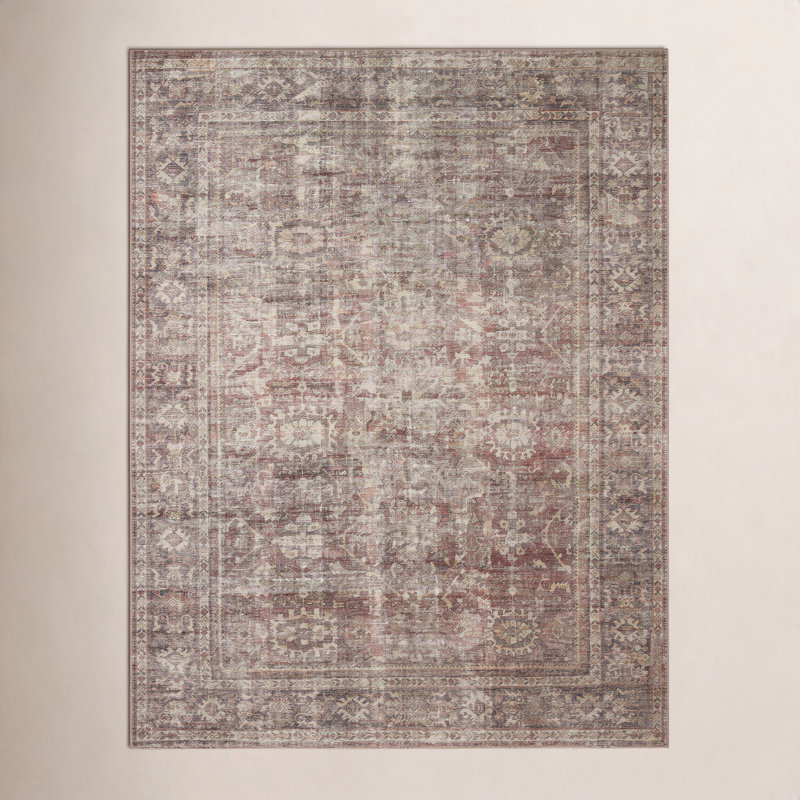 Tapis bordeaux / antique Georgie, Rectangle 7 pi 6 po x 9 pi 6 po