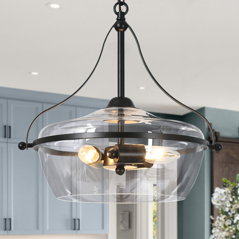 3-Light Black Modern Small Dimmable Drum Chandelier