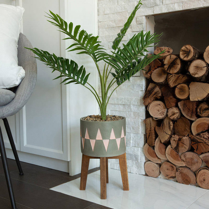 36'' Faux Palm Tree in Cement Planter