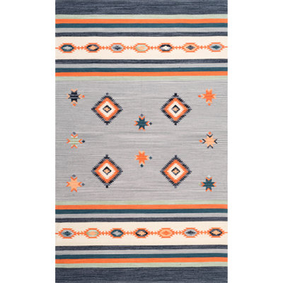 Tapis gris / orange Ilkay Southwestern
