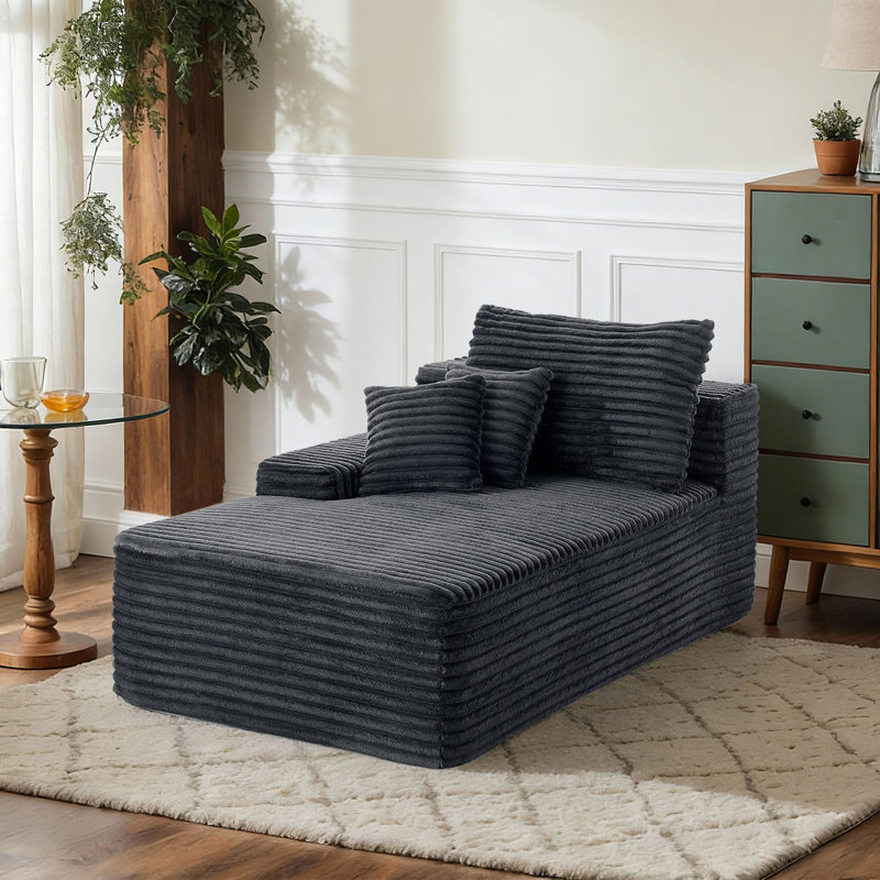 Upholstered Chaise Lounge, Grey