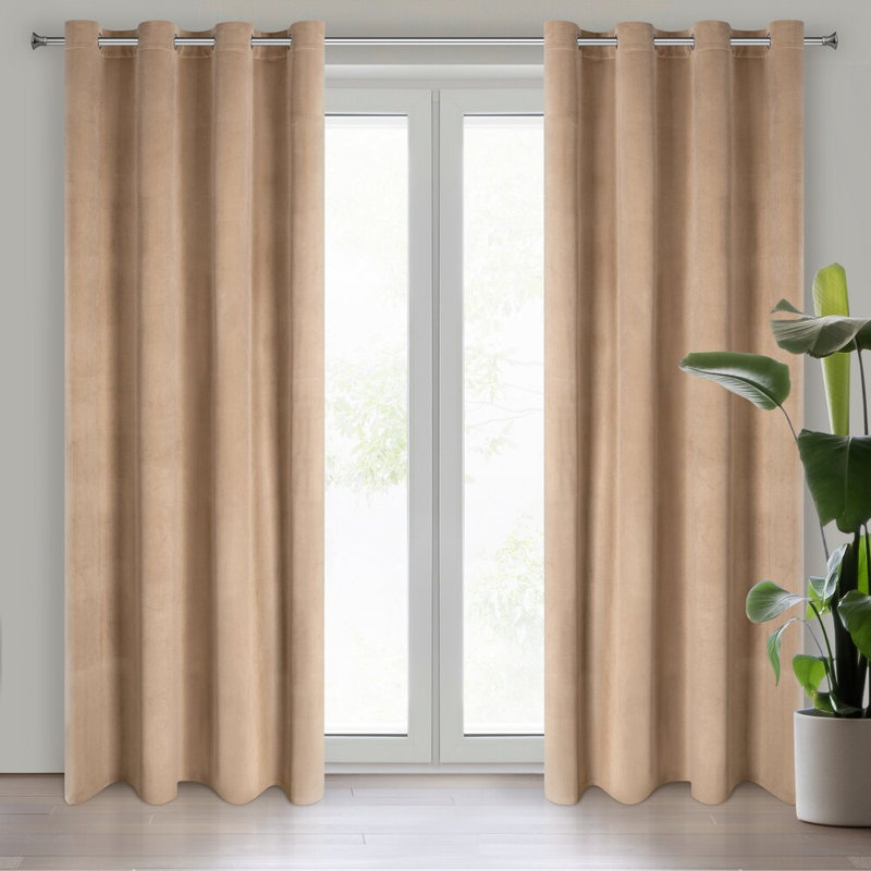 Melanie Blackout Curtain Single Panel, Dark beige
