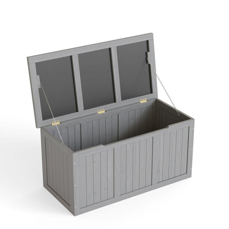 Coffre de terrasse en bois Gallon, H 22 po x l 45 po x P 22 po, Grey