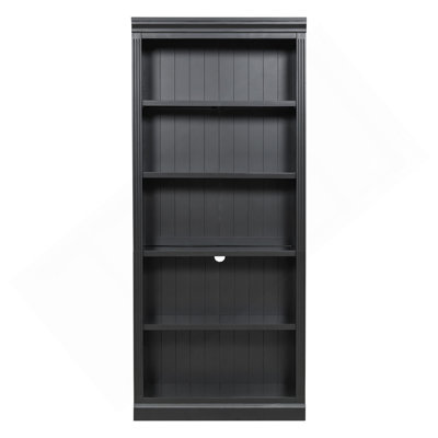 Suite de bibliothèque de 83 po de hauteur avec bande lumineuse, bibliothèque à 5 niveaux avec tablettes réglables, organisateur de rangement, étagère de rangement autoportante pour salon, bureau personnel, noir