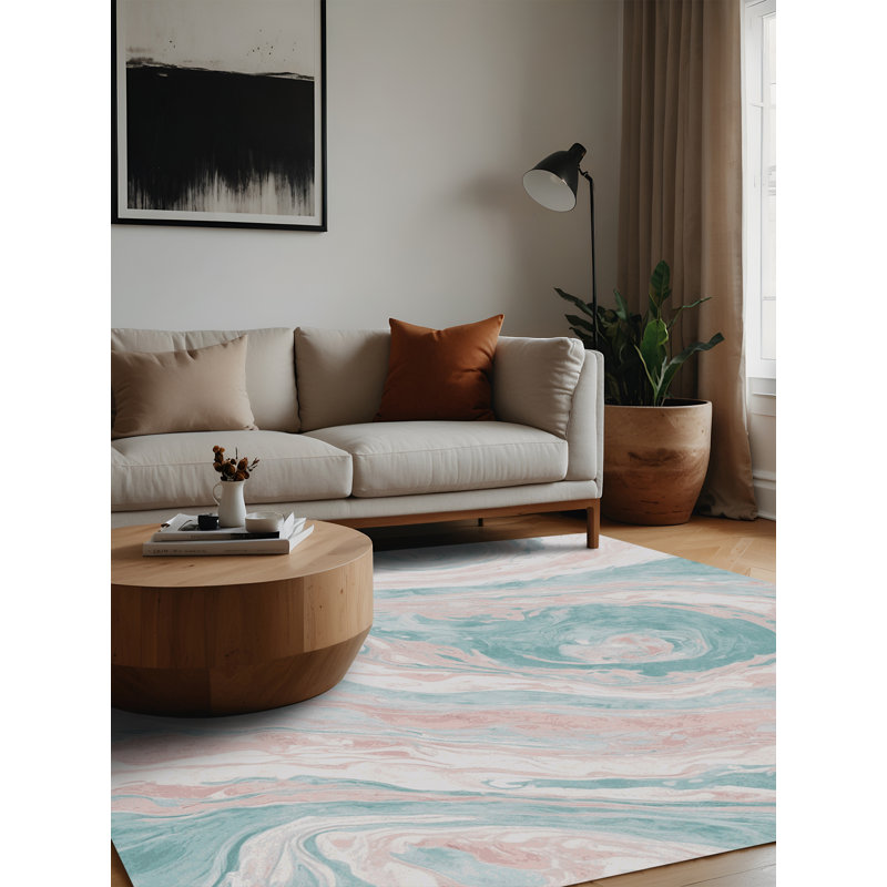 Machine Washable Beige Area Rug, Square 4'