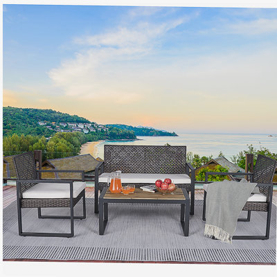 Ensemble de meubles de patio 4 pièces avec balcon et véranda
