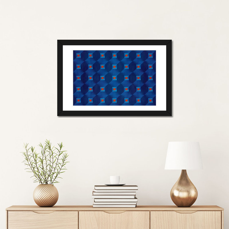 Albree Modern Pattern II, impression sur toile, H 16 po x l 24 po x P 1 po, Papier avec cadre noir, Blanc