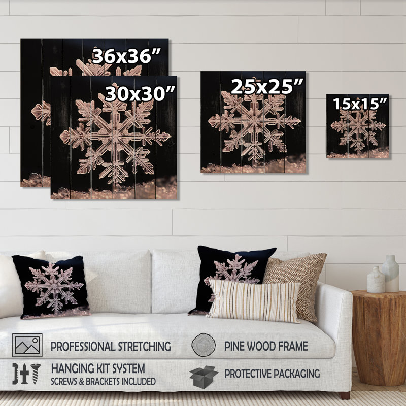 Crystal Snowflake Tranquility I - Winter Landscape On Wood Print, 36" H x 36" W