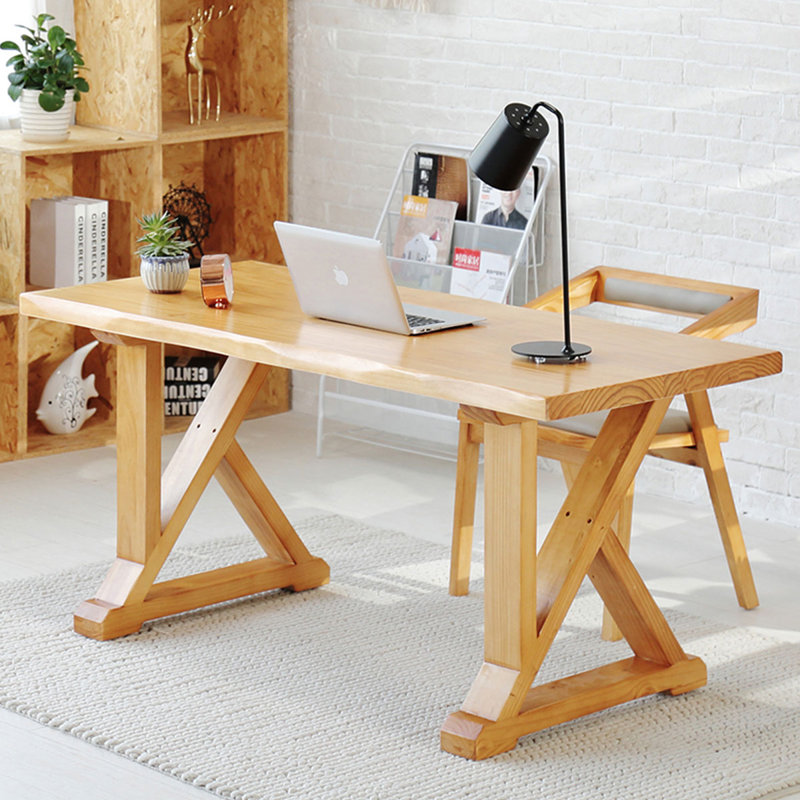 Burlywood Rectangular Solid Wood desks, 29.53" H x 62.99" W x 27.56" D