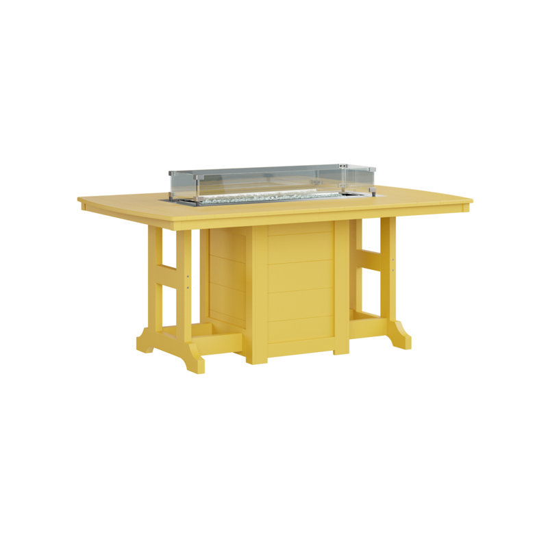 Berlin Gardens Garden Classic 72″ Fire Pit Dining Table, Sunburst Yellow, 30.87" H x 44" W x 72" D