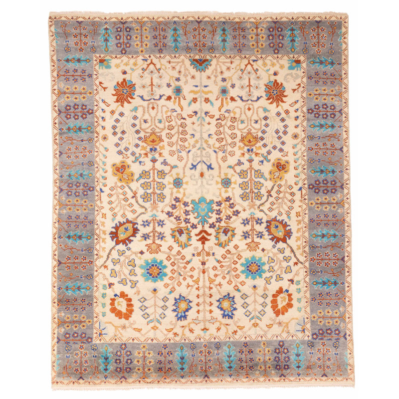 Tapis crème moderne Oushak 7 pi 11 po x 9 pi 10 po