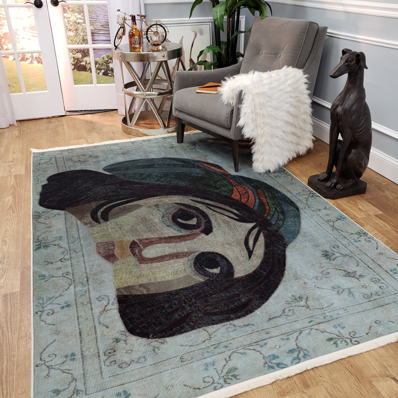 Gris charbon/beige/Tapis décoratif brun, Rectangle 5 pi 3 po x 7 pi 7 po