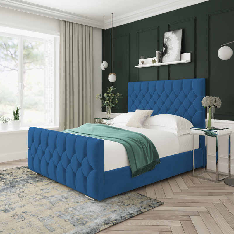 Upholstered Bed, Blue, Small Single (2'6)
