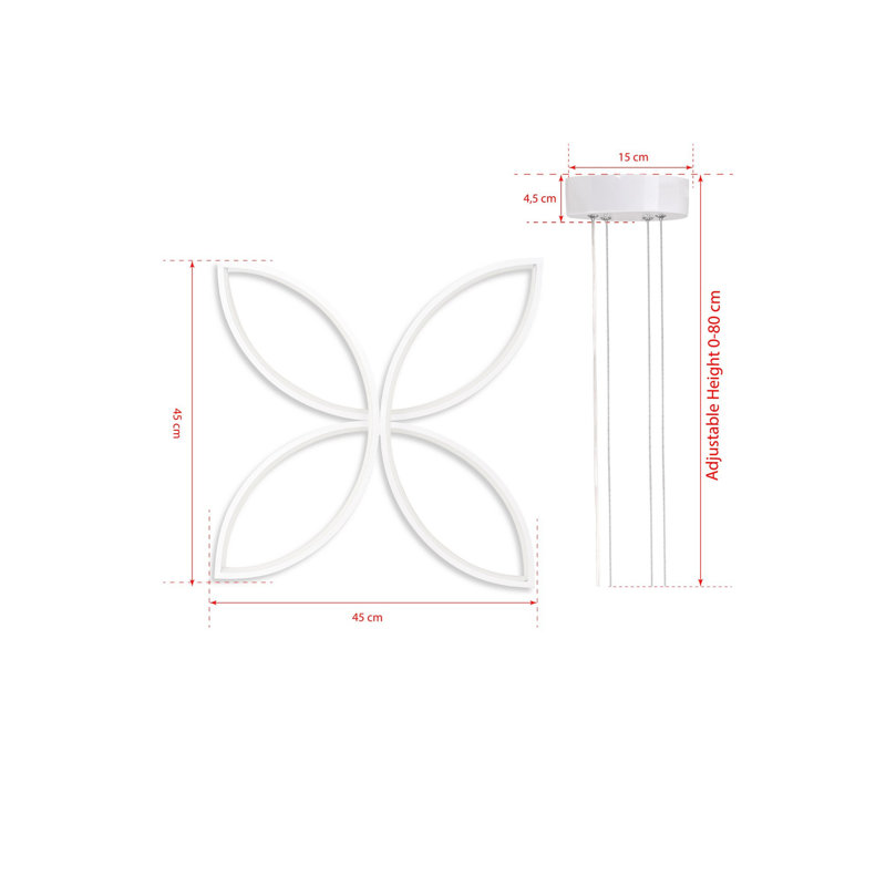 Elegant Adjustable Chandelier, 17.7 x 17.7 x 1.6 inches | Aluminium Body with White Electrostatic Coating | LED Socket (40-60 Watts, 6500K) | Modern Lighting Fixture for Dining Room & Living Spaces