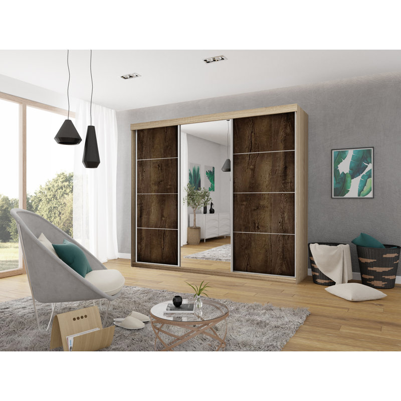 Madisson 3 Door Wardrobe, Natural/Walnut