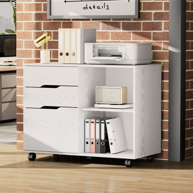 Garysburg 6 Drawer Storage File Cabinet on Wheels, Filing Organizer with Drawer Storage for Home and Office Latitude Run Color: White