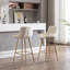 26 pouces de 2 chaises de bar, tissu en velours avec repose-pieds et pattes dorées, tabouret crème, repose-pieds, couleur