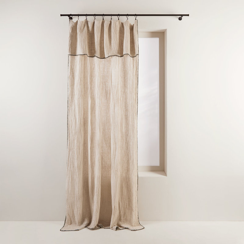 Cotton Blend Curtain Single Panel, Natural, 250 x 280cm