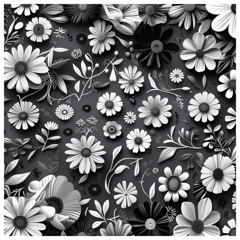 Décoration de salle de bain moderne BlackWhiteFloral, 34 po L x 21 po L