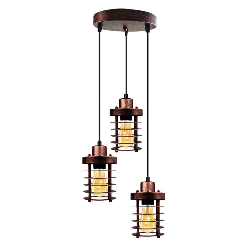 Clarkshire 3 - Light Rustic Red Cluster Pendant