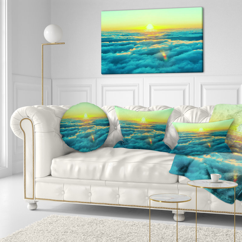 Coussin magnifique coucher de soleil sur les nuages, 18" x 18", Carré