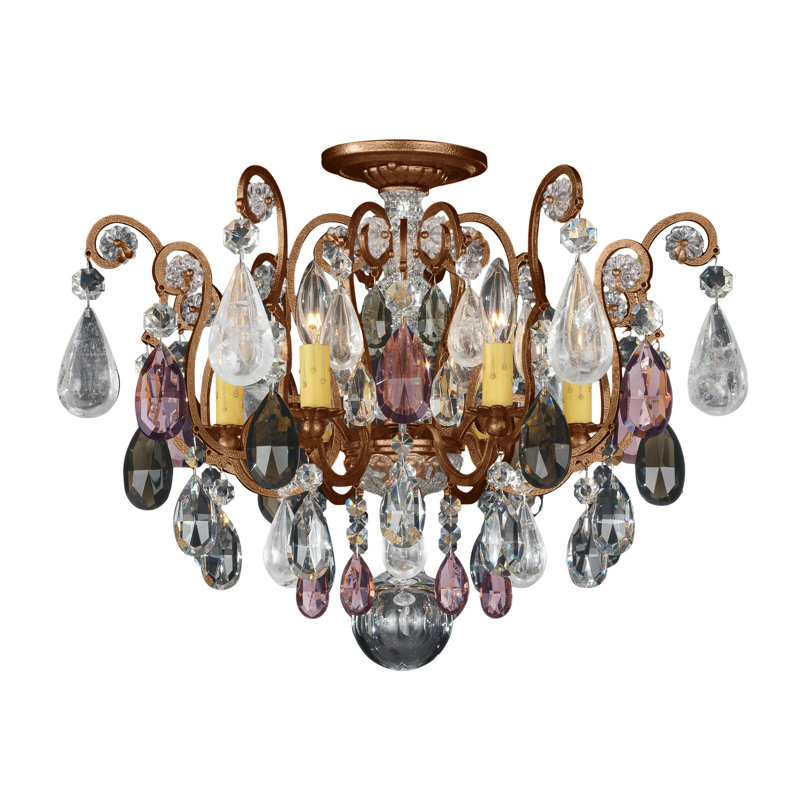 Renaissance 6 - Light Semi Flush Mount, Clear Rock Crystal, Heirloom Bronze