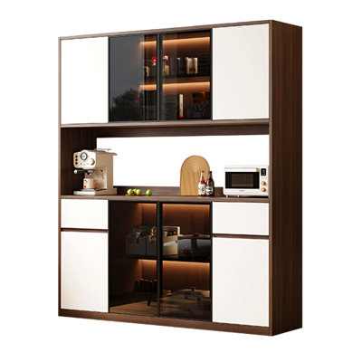 62.99" Eco Wood Panel Push-to-Open Handleless Dustproof Tall Cabinet, Living Room Storage Cabinet, Multi-functional Kitchen Pantry Cabinet