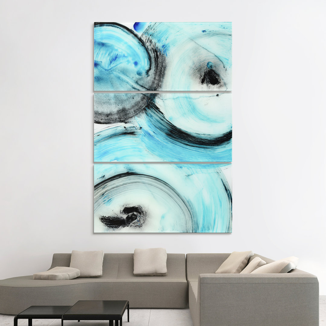 "Once In A Blue Moon" Frameless Free Floating Tempered Glass Panel Graphic Wall Art Set Empire Art Direct