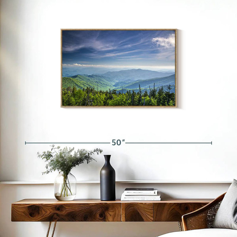 Clingmans Dome, paysage de montagne, Cadre flottant en bois naturel, 31 po x 21 po