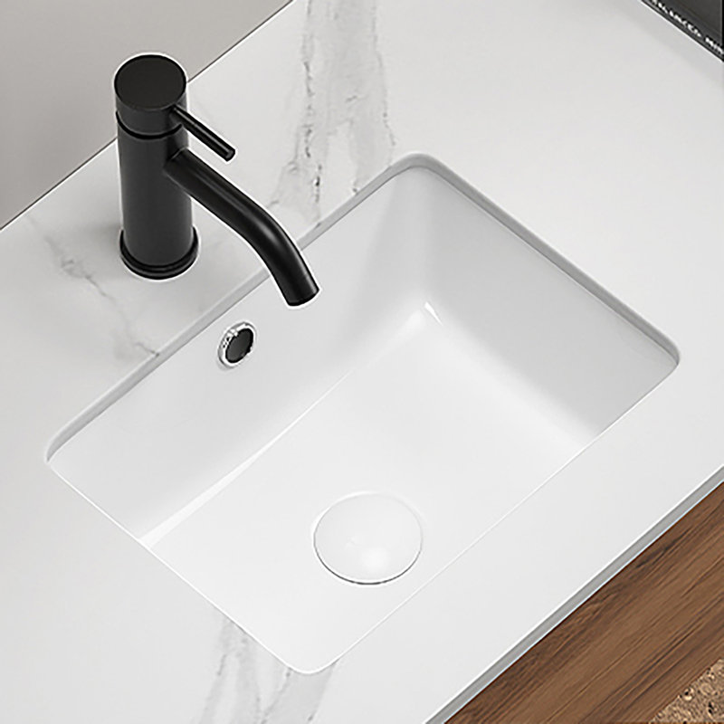 16 Inch Rectangle Undermount Bathroom Sink Under Counter Vanity Sink Opening Size White Porcelain Basin Sink Para Baños