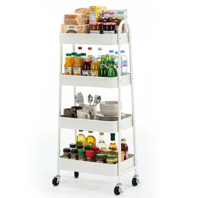 Chariot de rangement mobile avec roulettes verrouillables - Chariot utilitaire roulant en métal avec paniers en filet ventilés pour la cuisine, la salle de bain, le bureau et l'organisation de la maison