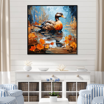 «Brown Duck In Pond II», art mural canard