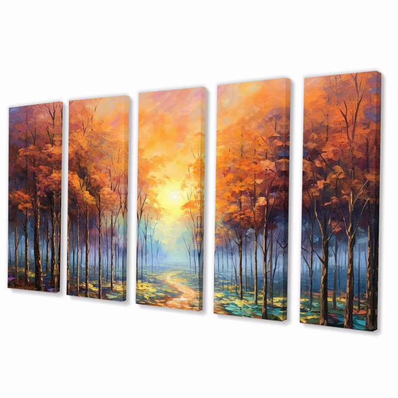 Enchanted Path I - Countryside Wall Decor - 5 Equal Panels