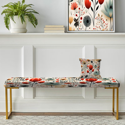 Simplicity Nordic Red Floral Dreams - Banc rembourré floral doré