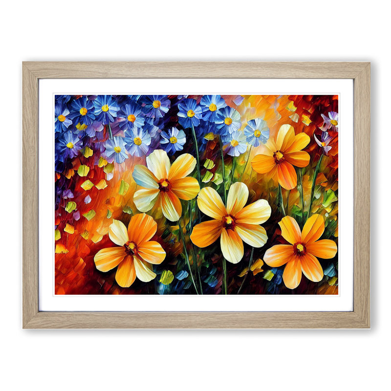 XH1022-6712X Painted Wildflowers Vol.6 - Single Picture Frame Painting, 34cm H x 46cm W x 2cm D, Oak Framed